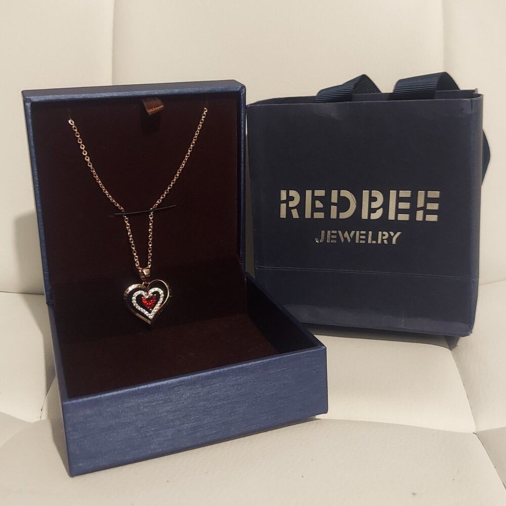REDBEE Jewelry for Mom 18K Rose Gold Filled 925 Sterling CZ 16-18" Necklace NWOT